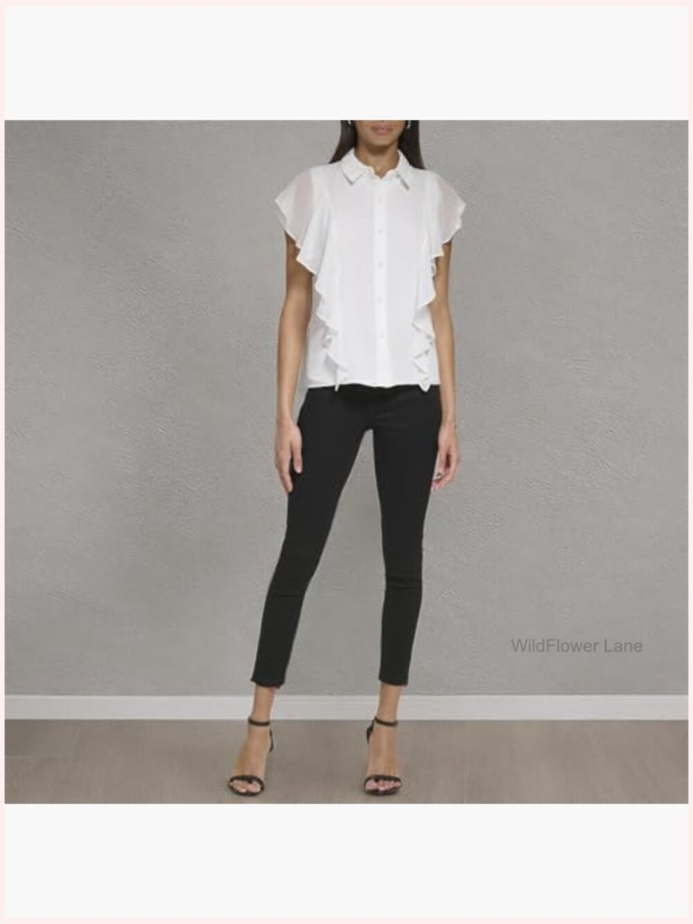 Sleeveless Ruffle Front Blouse Plus Size Regular Fit Tank Top - Picture 5 of 5